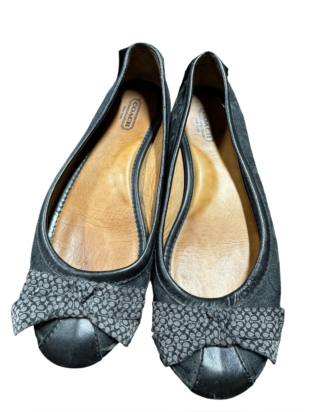 Coach Ballet Flat vintage Round Toe Gray & black Womens size 7 1/2-8